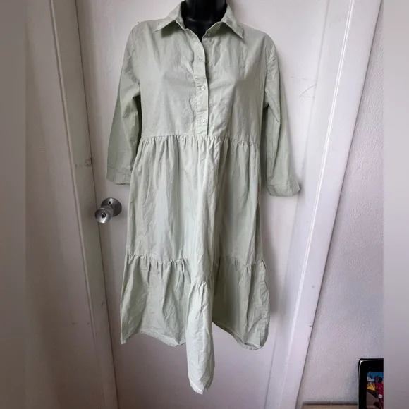 JDY shirt cotton dress with 3/4 sleeve in mint size 36 - Picture 4 of 14